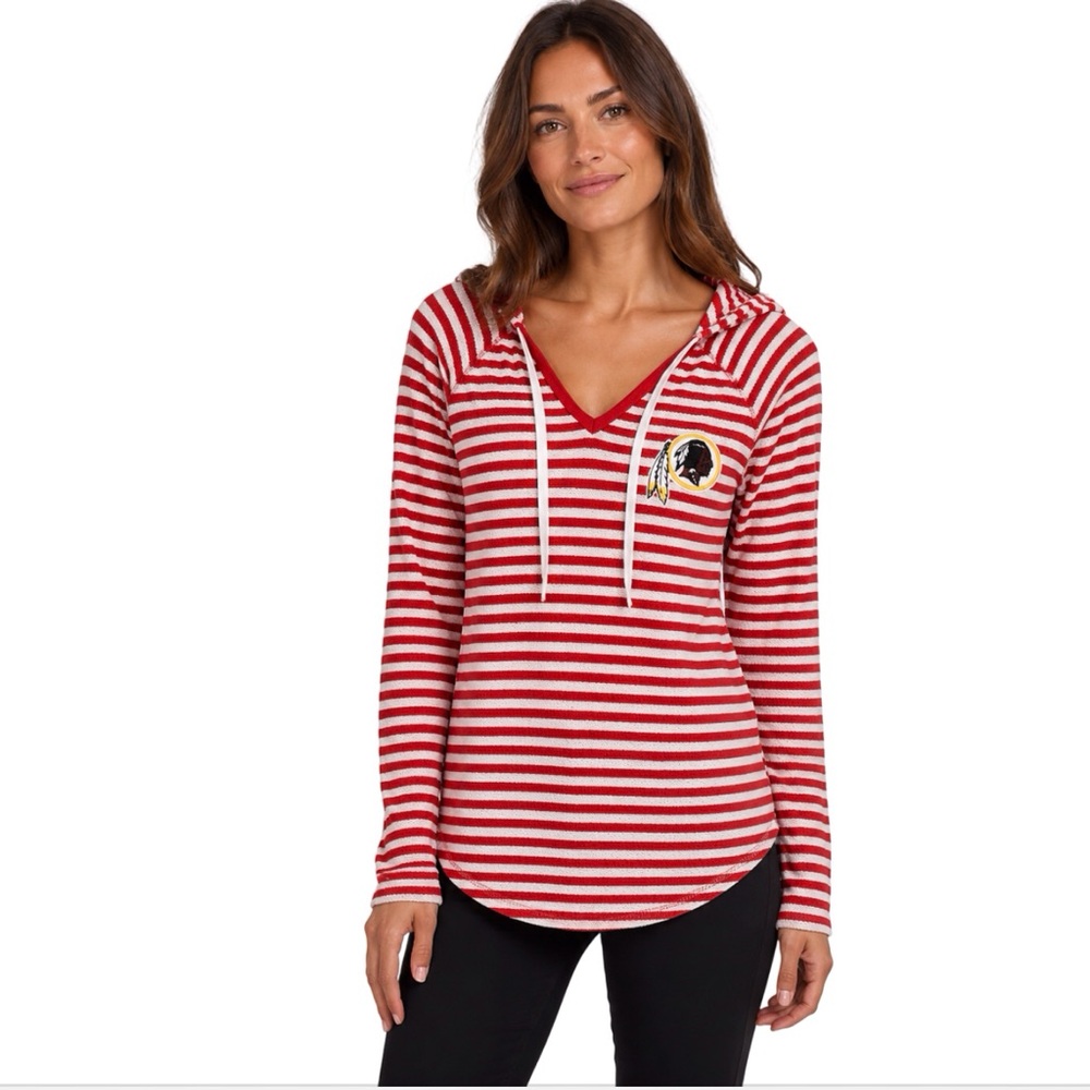 Washington Redskins Womens Hoodie Small Striped Lightweight Knit Top Pullover